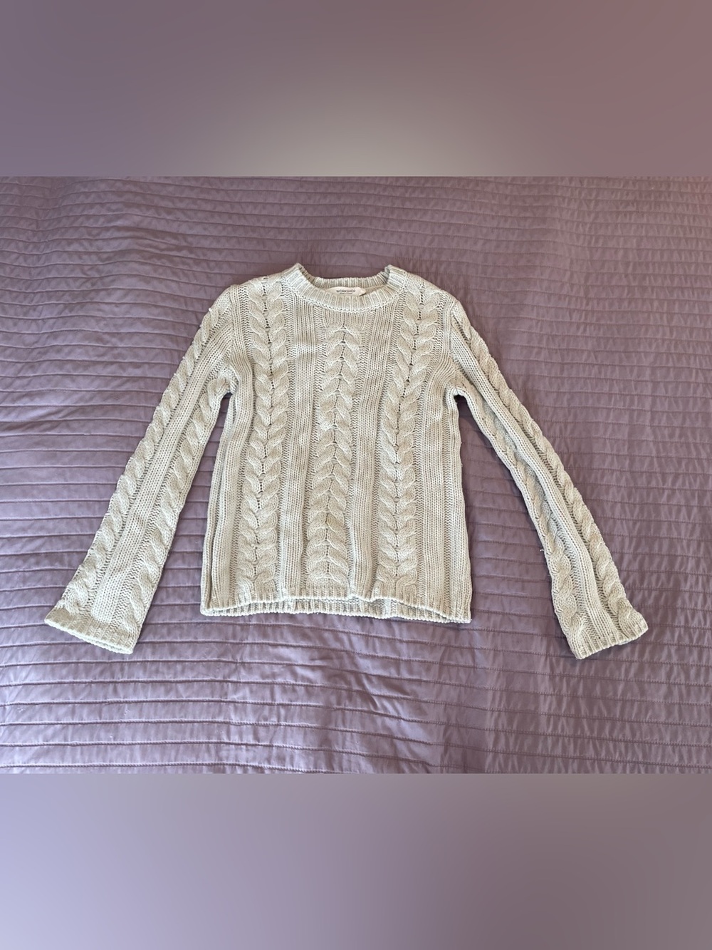 Workshop Republic Clothing Light Gray Cable Knit Sweater Small
